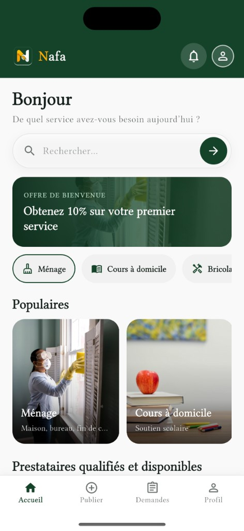 Aperçu de l’app Nafa
